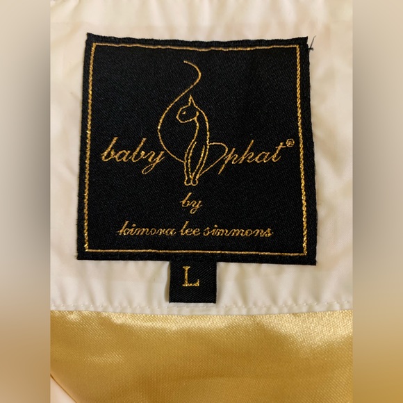 Baby Phat Size Large White Full Zip Puffer Jacket With Hood - Picture 5 of 11